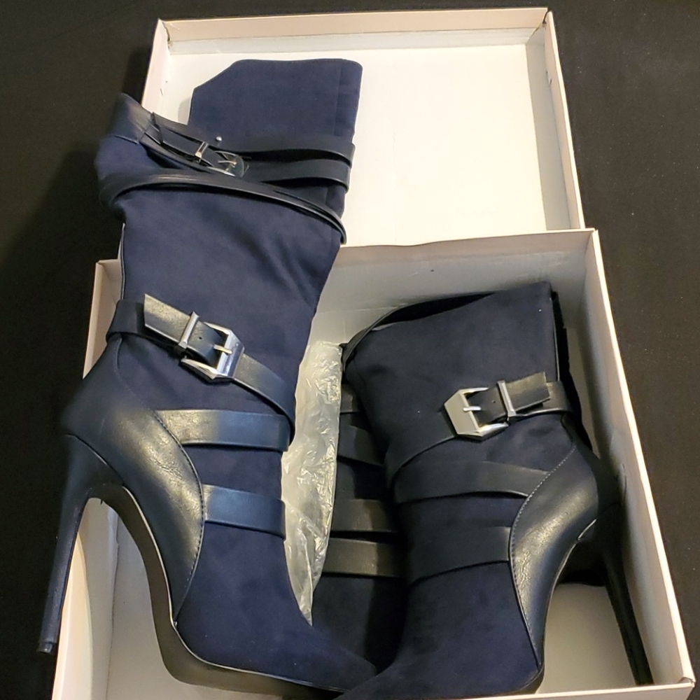 Dark Blue Knee High 2 1/2"  Boots
